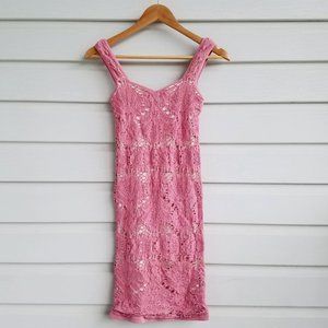 Free People Pink Body Con Textured Dress.